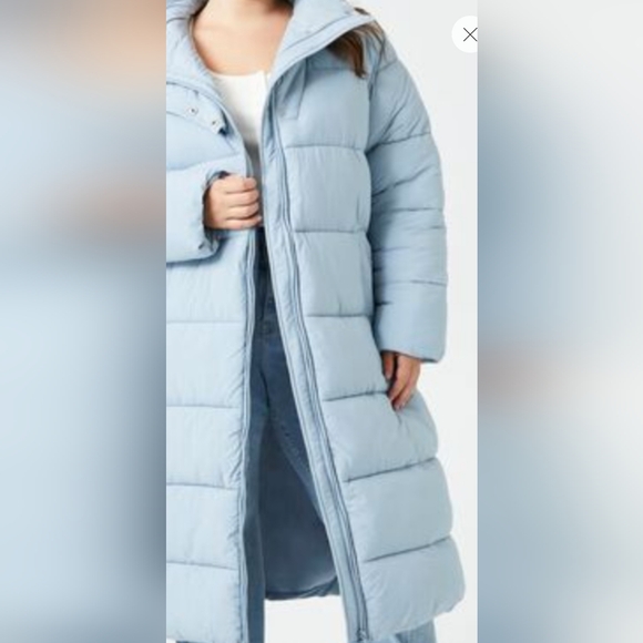 NEW Women Plus Size Longline Puffer Coat/Jacket! F21. Sky-Blue. 1X Adult. - Picture 6 of 16